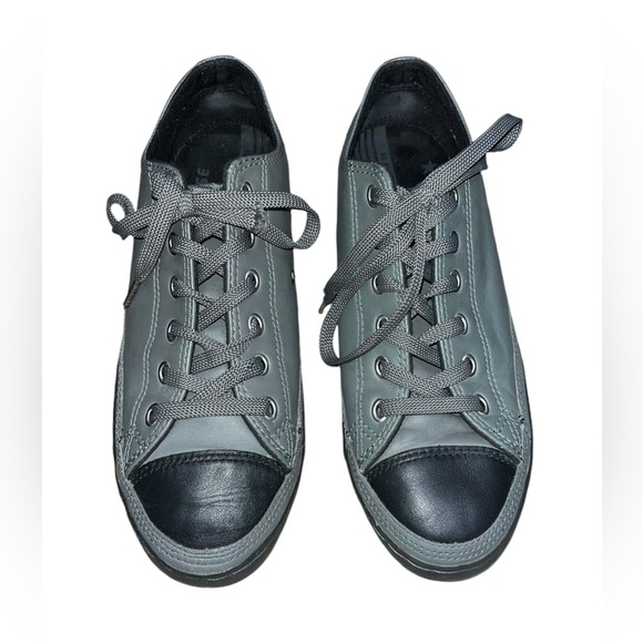Converse Gray and Black Leather Allstars Size 8 - Picture 2 of 7